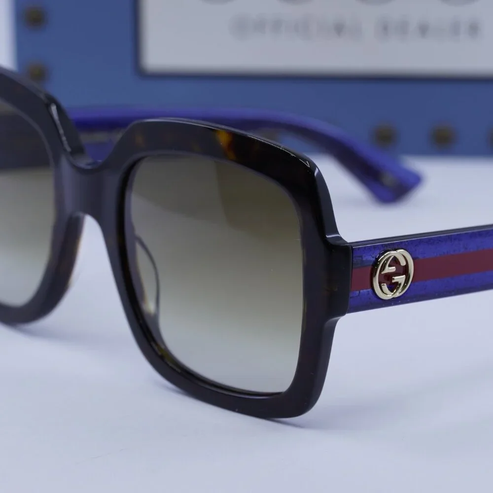 Gucci GG0036SN 004 Square Sunglasses - Havana Blue\Brown Gradient - Picture 9 of 11